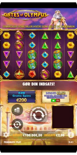 Gates of Olympus menu